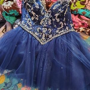 Elegant Navy Blue adult prom dress